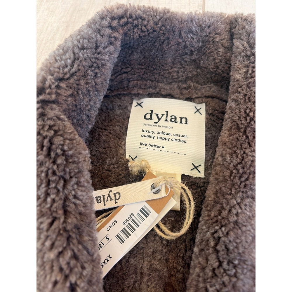 Dylan by True Grit Faux Shearling Reversible Draped Vest Espresso Brown Large